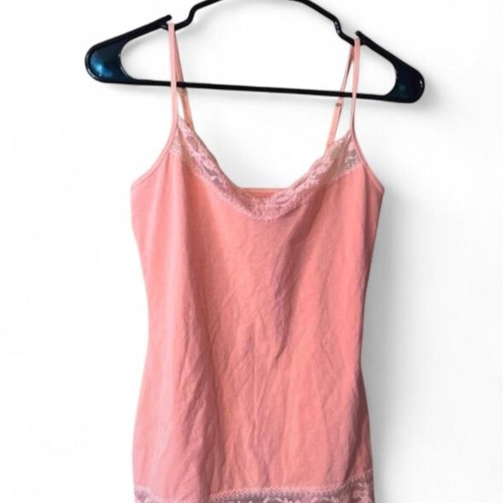 Express Pink Lace Trim Cami Adjustable Spaghetti Strap Tank Top Size Small